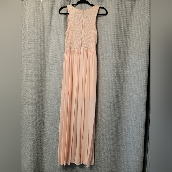 Altar'd State Blush Light Pink Maxi Floral Lace Dress with Slit - Picture 4 of 6
